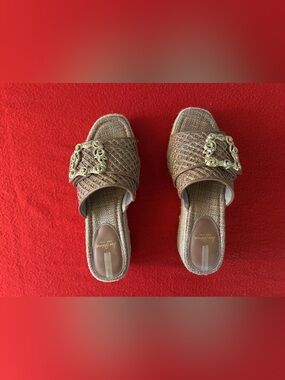 Sam Edelman Celia Raffia size 8 platform wedge sandals